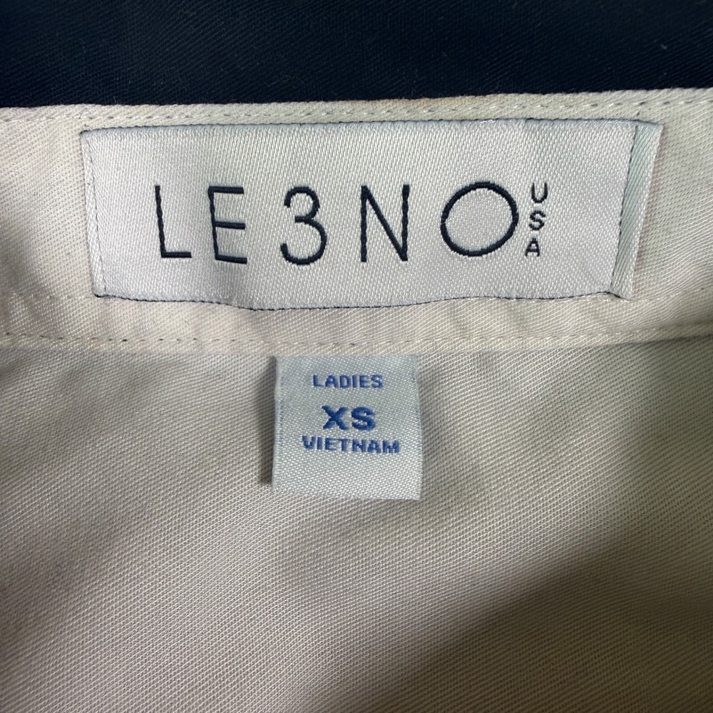LE 3NO Black Button Down Shirt Womens XS Long Sleeve Collared Cotton Blend Top - Picture 6 of 14